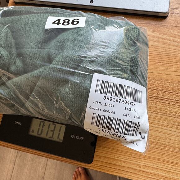 J.Crew Cotton Half-zip Sweater Mens L Green Pullover Ribbed Trim Leather Zipper - Picture 8 of 8